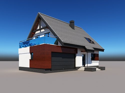 Projekt domu Lolek II N 2G - widok z boku i z przodu