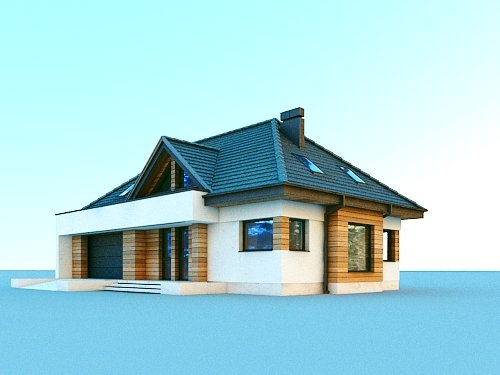 Projekt domu Reksio X 2G - widok z przodu i z boku