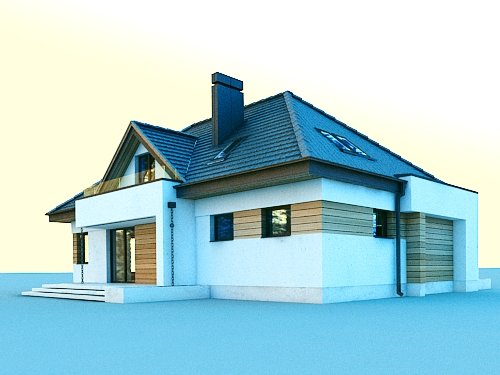 Projekt domu Reksio X 2G - widok z tyłu i boku